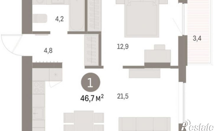 1-комн квартира в новом доме ул Куйбышева, 143,  д. 143