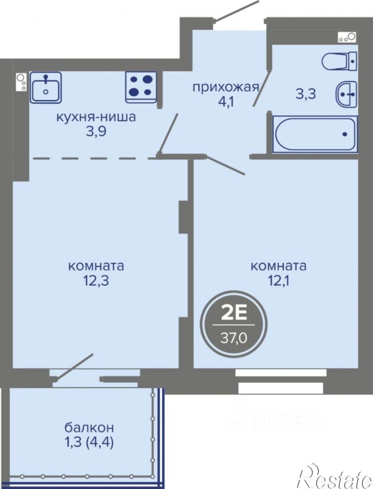 2-комн квартира в новом доме шоссе Космонавтов, 309а 1,  д. 309а 1,  к. 1