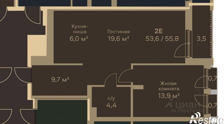 2-комн квартира улица Николая Островского, 1,  д. 1