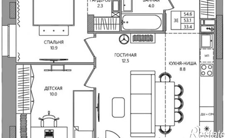 3-комн квартира в новом доме ул Самолетная, 7а,  д. 7а