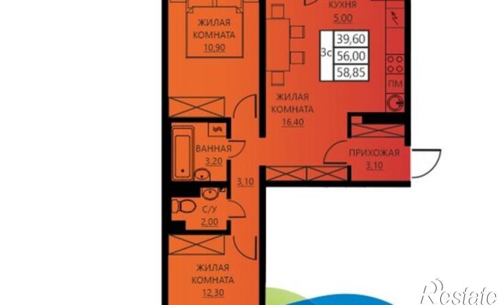 3-комн квартира улица Гашкова, 56 к2,  д. 56 к2