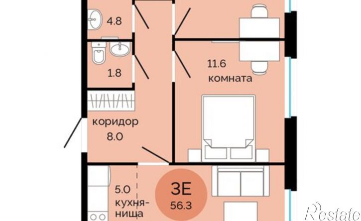 3-комн квартира в новом доме Саранская улица, 5А,  д. 5А
