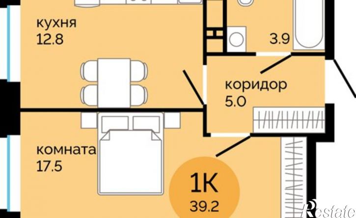 1-комн квартира в новом доме Саранская улица, 5Б,  д. 5Б