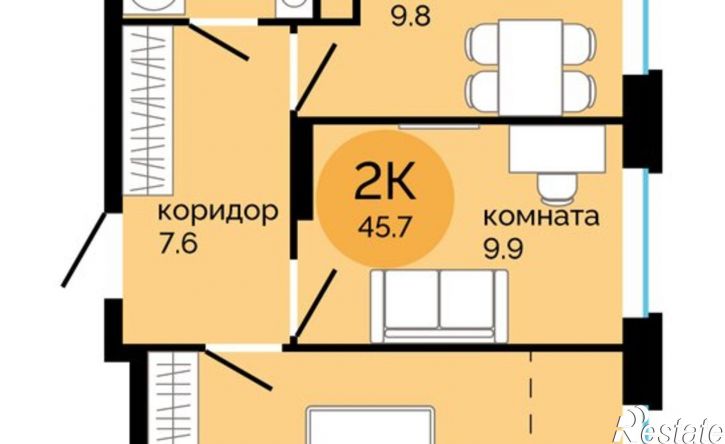 2-комн квартира в новом доме Пермь, улица Яблочкова, 5к4