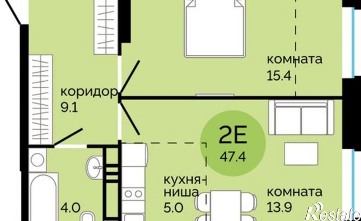 2-комн квартира в новом доме Саранская улица, 5Б,  д. 5Б