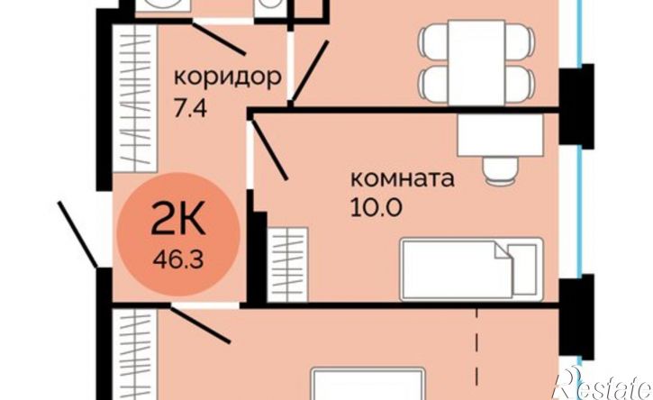 2-комн квартира в новом доме Пермь, улица Яблочкова, 5к4