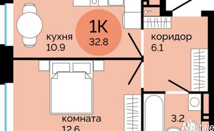 1-комн квартира в новом доме Пермь, улица Яблочкова, 5к4