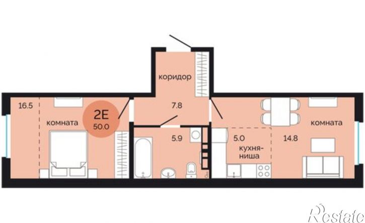 2-комн квартира в новом доме Саранская улица, 5А,  д. 5А