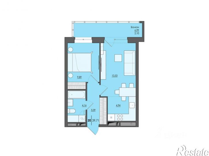2-комн квартира в новом доме улица Сергея Есенина, 9А к2,  д. 9А к2