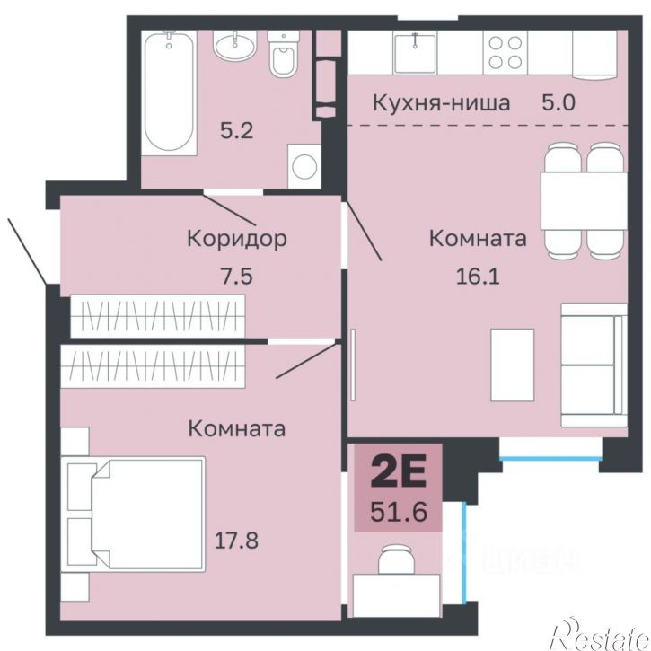 2-комн квартира в новом доме Парковый пр-кт, 24,  д. 24