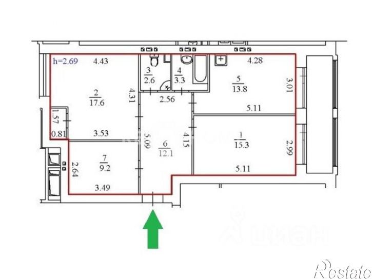 3-комн квартира улица Борцов Революции, 1А к4,  д. 1А к4