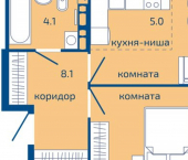 2-комн, 42кв м, этаж 10/10 Целинная улица, 59 к3