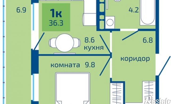 1-комн квартира Целинная улица, 59к3