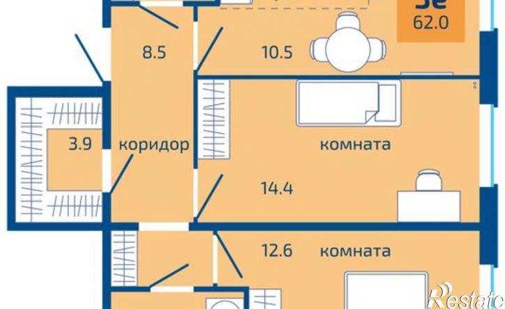 3-комн квартира Целинная улица, 59 к3,  д. 59 к3
