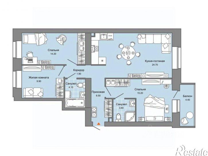 3-комн квартира в новом доме улица Дзержинского, 31Б,  д. 31Б