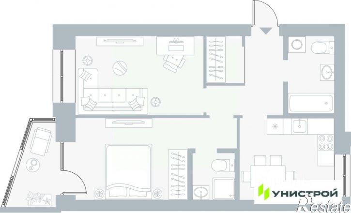 2-комн квартира в новом доме ул Ладожская, 1А,  д. 1А