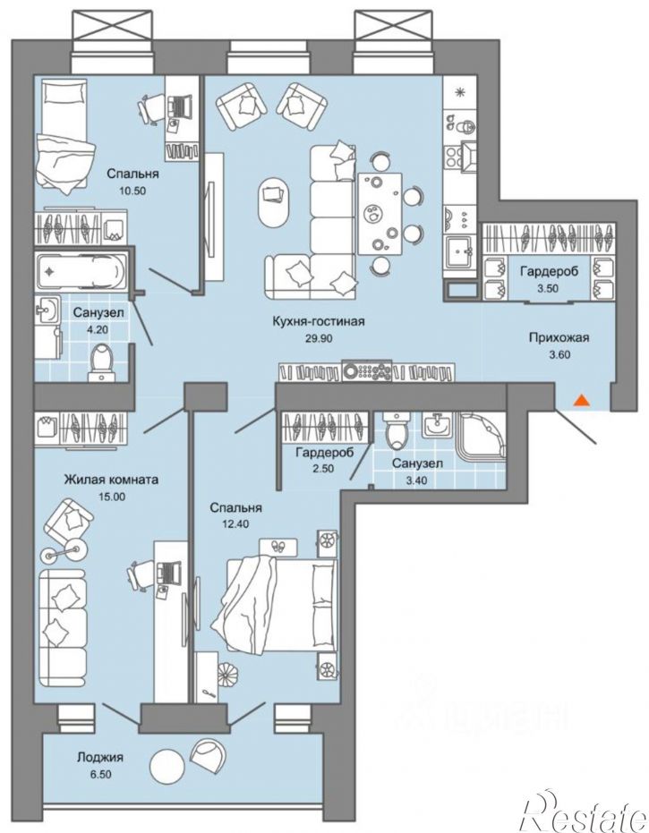 3-комн квартира в новом доме улица Дзержинского, 31Б,  д. 31Б