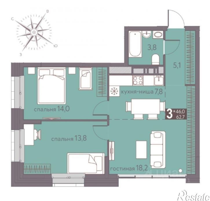 3-комн квартира Серебристая улица, 14,  д. 14