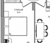 1-комн, 38 кв м, этаж 2/9 Самолётная улица, 7А