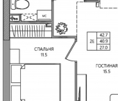 2-комн, 43 кв м, этаж 2/9 ул Самолетная, 7а
