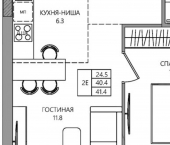 2-комн, 41 кв м, этаж 2/10 улица Капитана Гастелло, 15
