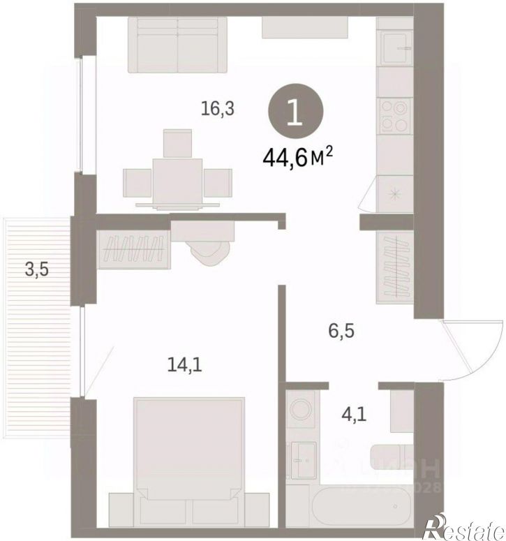 1-комн квартира в новом доме ул Куйбышева, 143,  д. 143