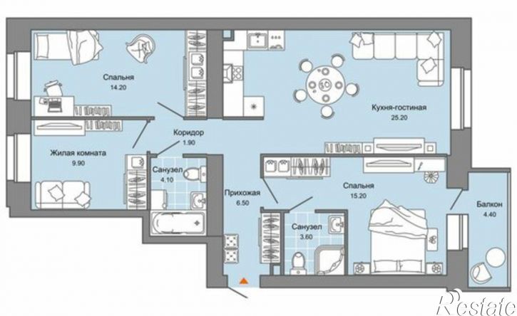 3-комн квартира в новом доме ул Дзержинского, 35б,  д. 35б