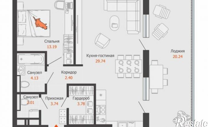 1-комн квартира в новом доме улица Дзержинского, 37,  д. 37