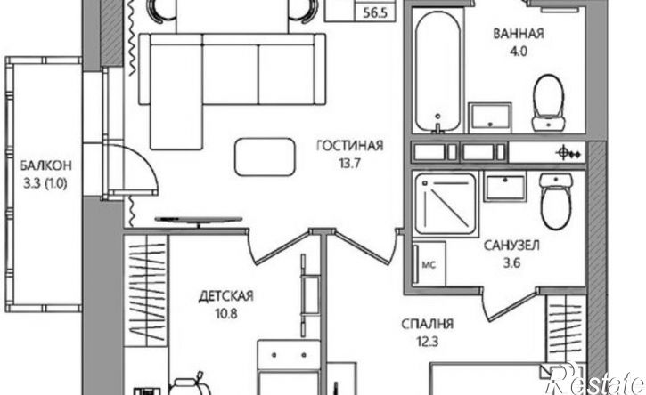 3-комн квартира в новом доме улица Капитана Гастелло, 15,  д. 15