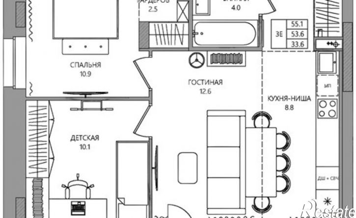 3-комн квартира в новом доме ул Самолетная, 7а,  д. 7а