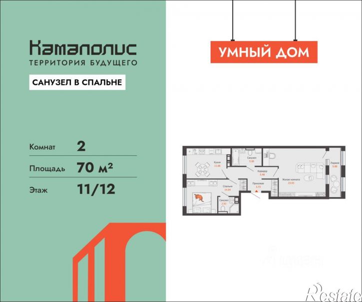 2-комн квартира в новом доме ул Дзержинского, 35б,  д. 35б