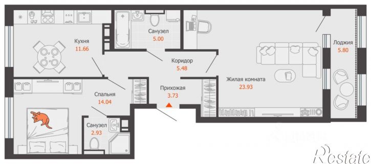 2-комн квартира в новом доме ул Дзержинского, 35б,  д. 35б