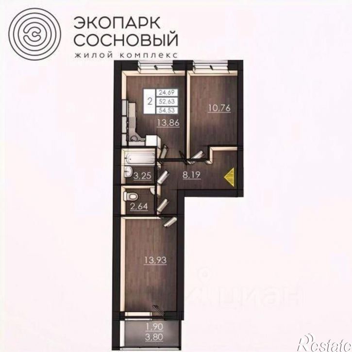 2-комн квартира в новом доме улица Борцов Революции, 1А к1,  д. 1А к1