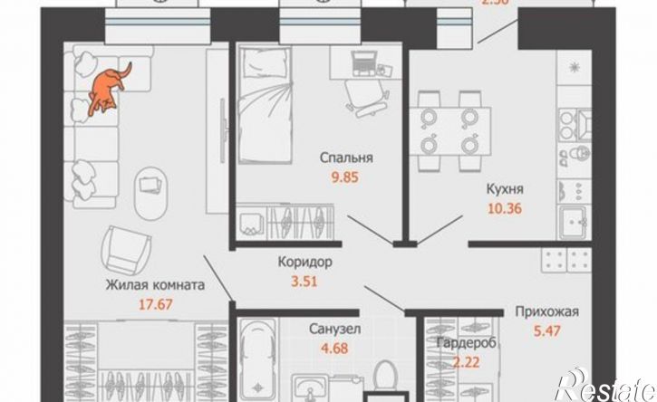 2-комн квартира в новом доме улица Спешилова, 86