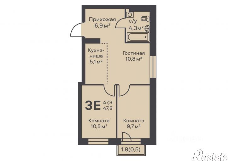 3-комн квартира в новом доме ул Лизы Чайкиной, 30А,  д. 30А