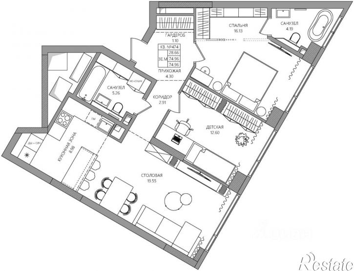 3-комн квартира в новом доме Баковый переулок, 5,  д. 5