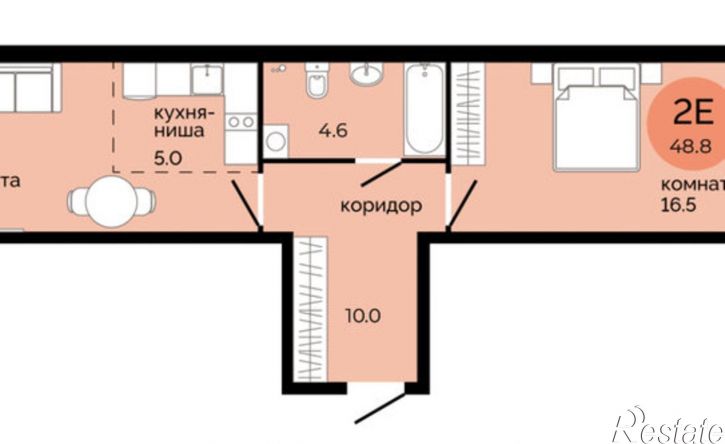 2-комн квартира в новом доме Саранская улица, 5Б,  д. 5Б