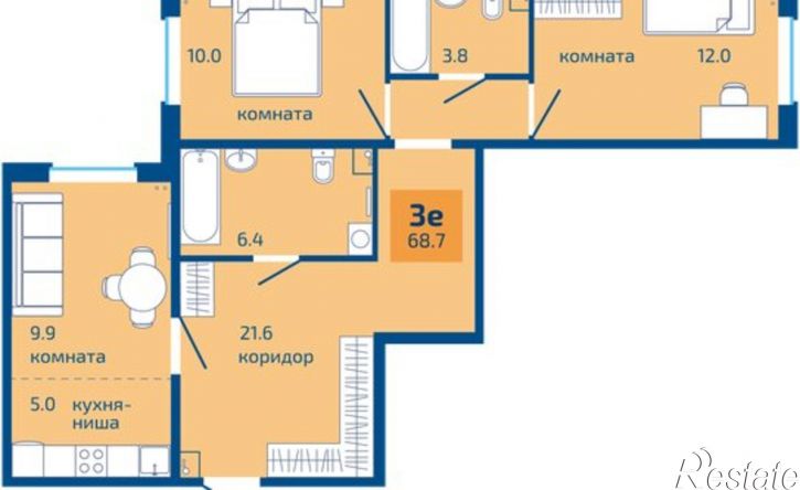 3-комн квартира ул Целинная, 49б,  д. 49б