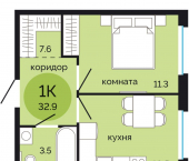 1-комн, 32 кв м, этаж 14/17 ул Яблочкова, 5 5