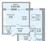 3-комн, 67 кв м, этаж 11/16 ул Автозаводская, 5б