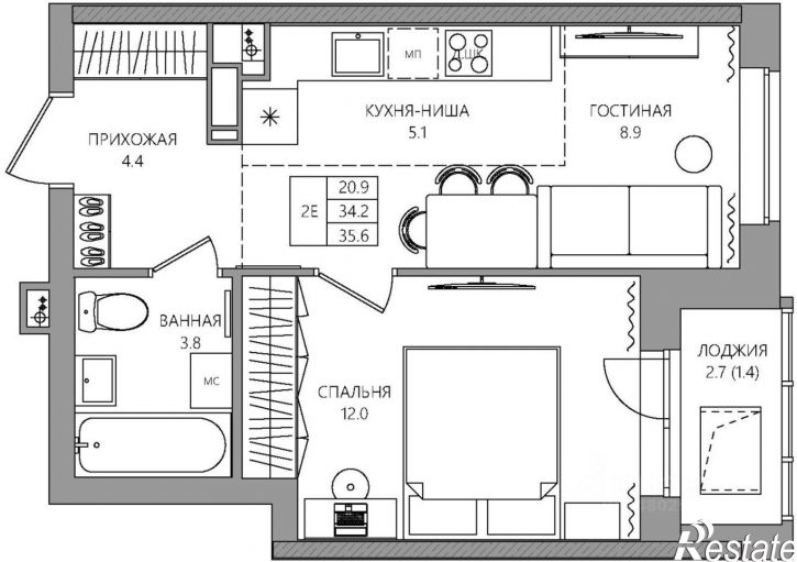 2-комн квартира в новом доме ул Батумская, 17,  д. 17
