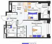 2-комн, 38 кв м, этаж 19/19 ул Василия Татищева, 3