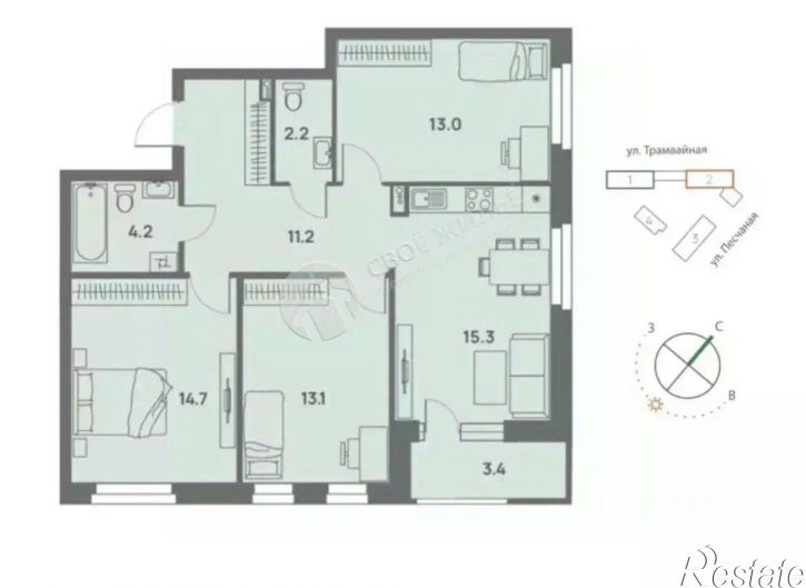 4-комн квартира ул Трамвайная, 23,  д. 23