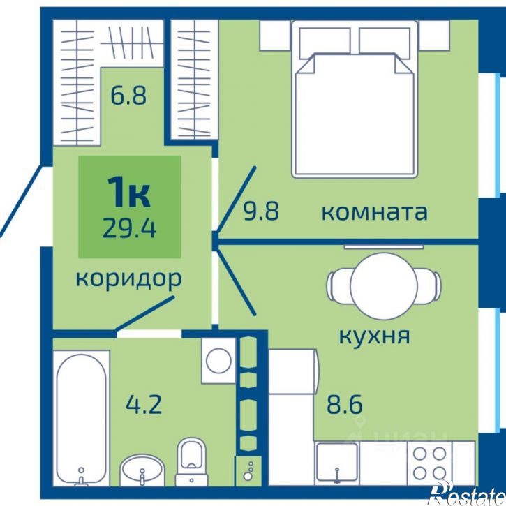 1-комн квартира в новом доме улица Гашкова, 59,  д. 59