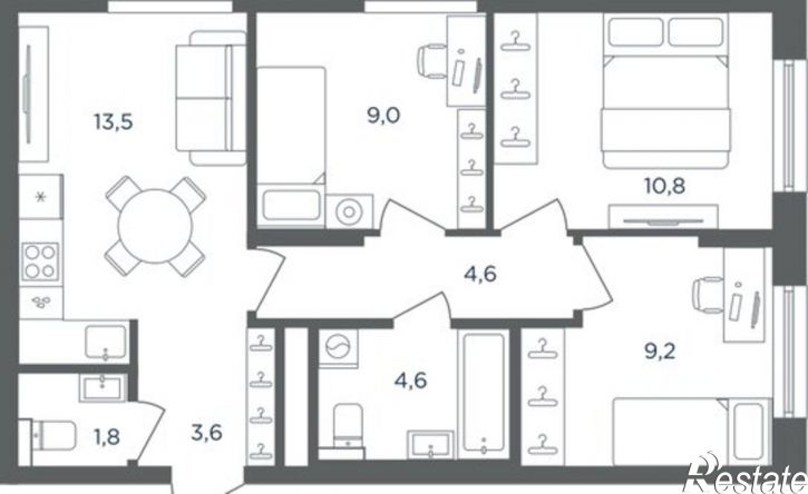 3-комн квартира в новом доме ул Рязанская, 120А 1,  д. 120А 1,  к. 1