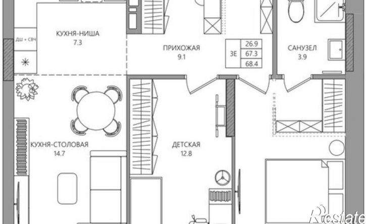 3-комн квартира в новом доме ул Комиссара Пожарского, 11/5,  д. 11/5