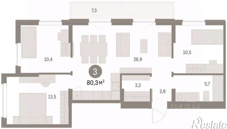 3-комн квартира в новом доме ул Куйбышева, 143,  д. 143