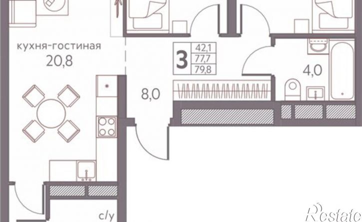 3-комн квартира в новом доме ул Серебристая, 3,  д. 3