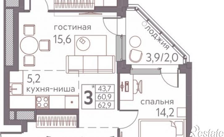 3-комн квартира в новом доме ул Серебристая, 3,  д. 3