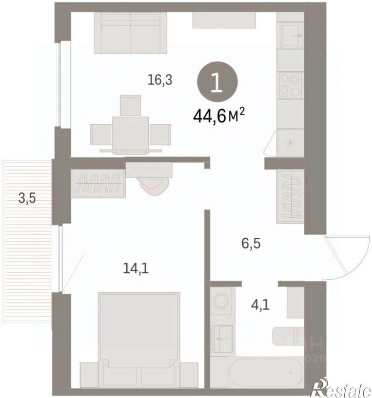 1-комн квартира в новом доме ул Куйбышева, 143,  д. 143
